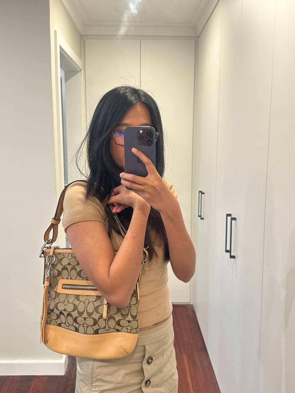 Authentic Vintage Coach Signature Shoulder/Crossbody Bag