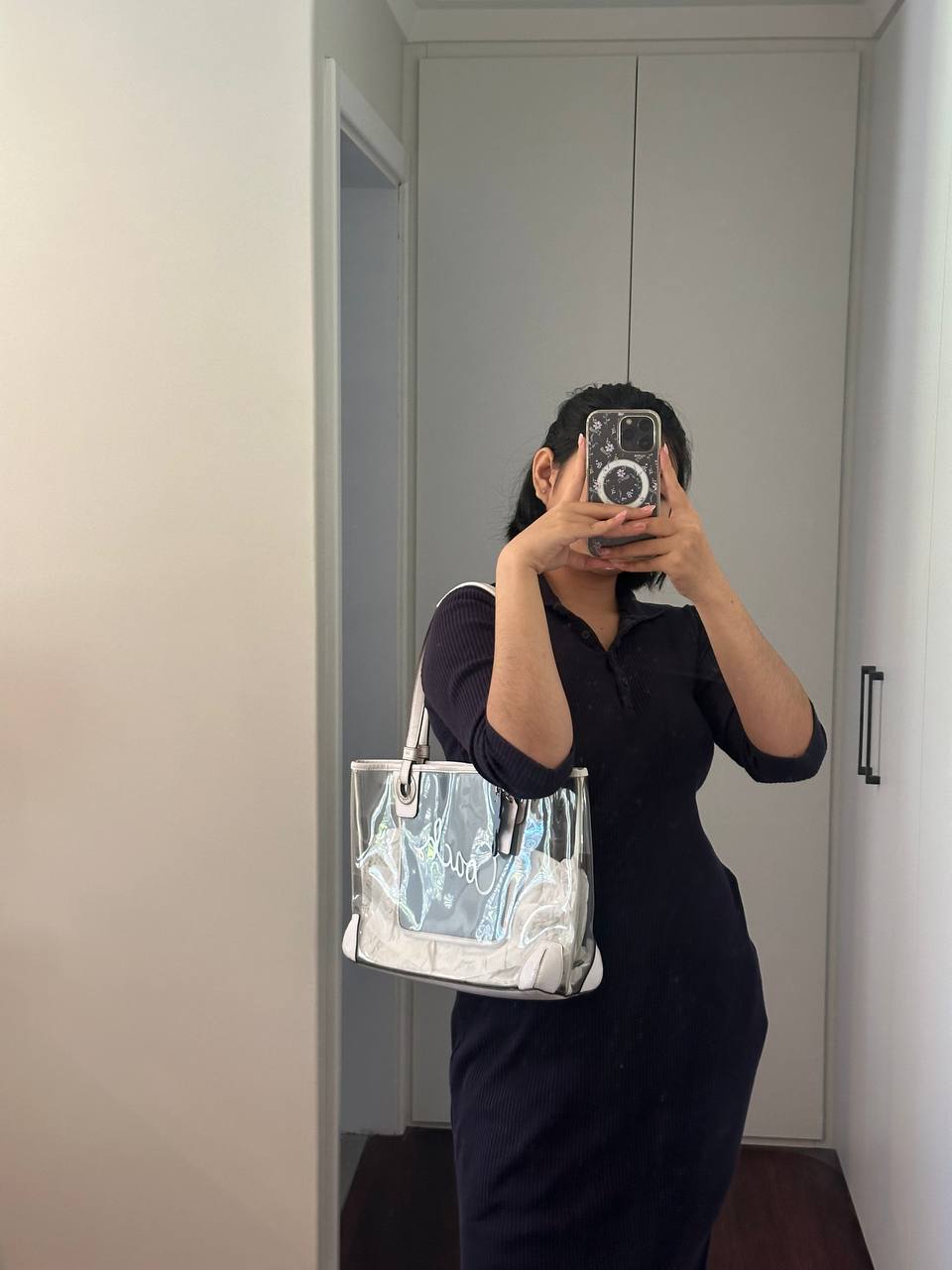Authentic Vintage Coach Clear Beach Tote with Bag Charm