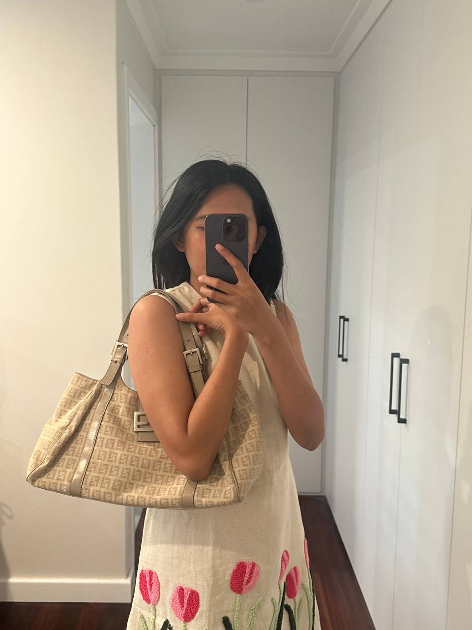 Authentic Vintage Fendi Zucchino Piccola Shoulder Bag