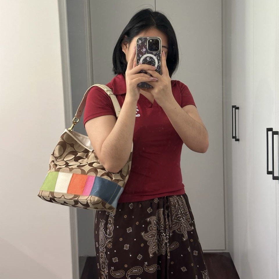 Authentic Vintage Coach Signature Stripe Hobo Bag