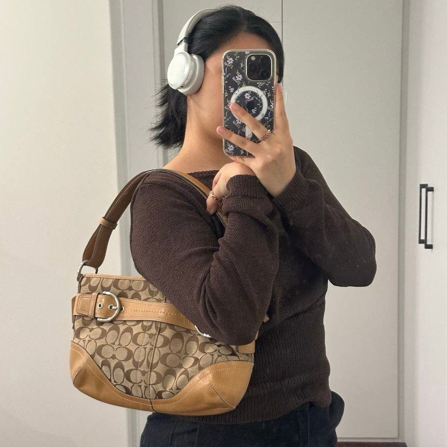 Authentic Vintage Coach Signature Shoulder/Crossbody Bag