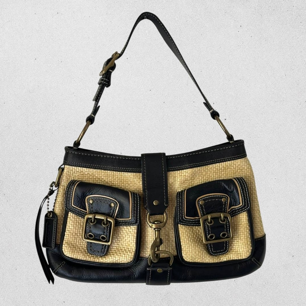 Authetnic Vintage Coach Legacy Straw Shoulder Bag Rare