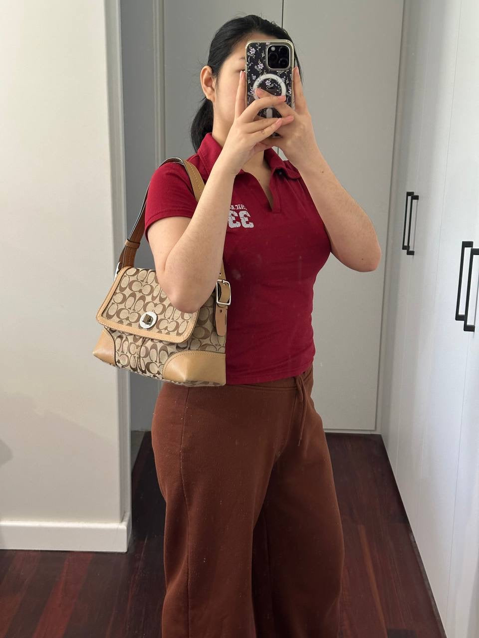 Authentic Vintage Coach Signature Flap Shoulder Bag