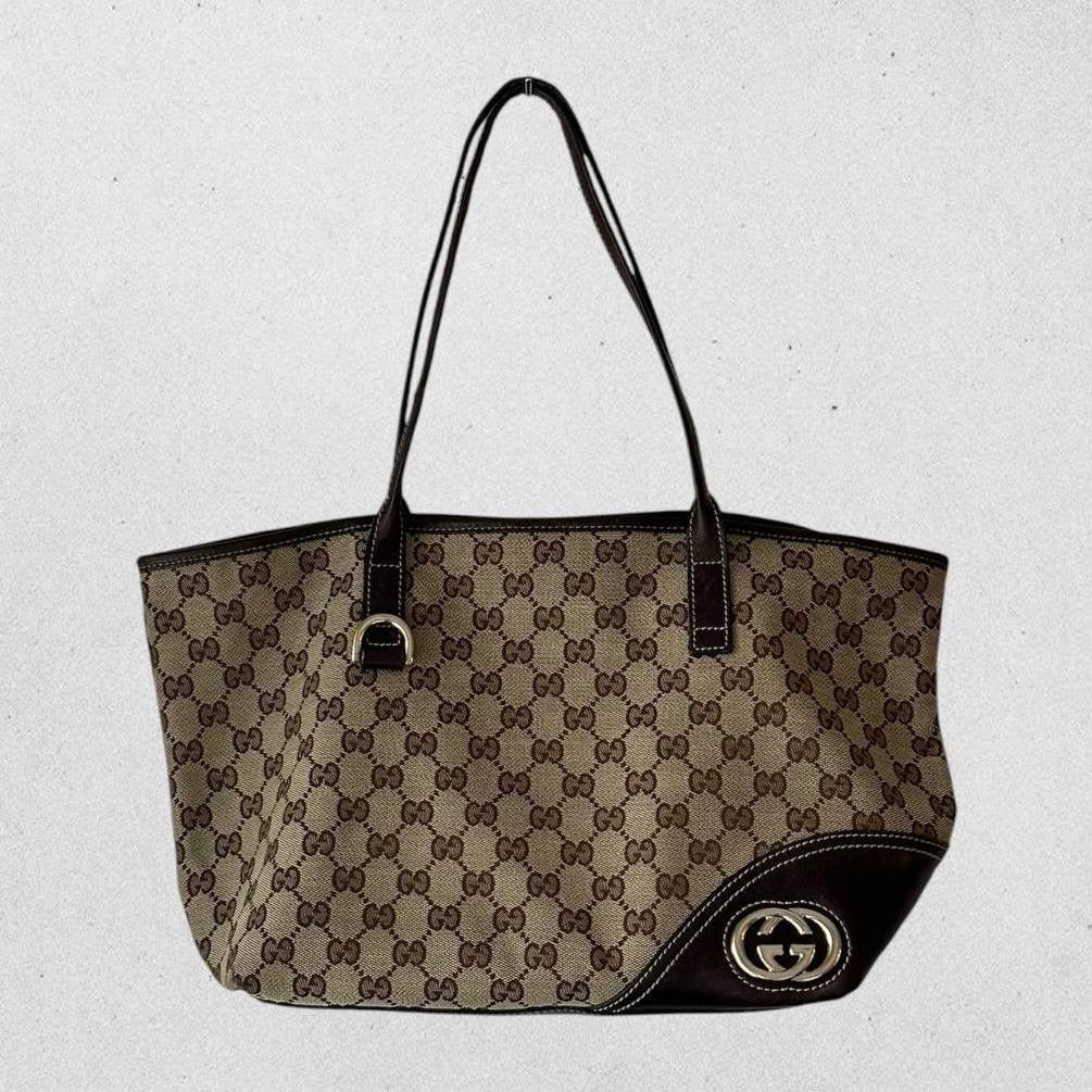 Authentic Vintage Gucci GG Canvas New Britt Tote Bag