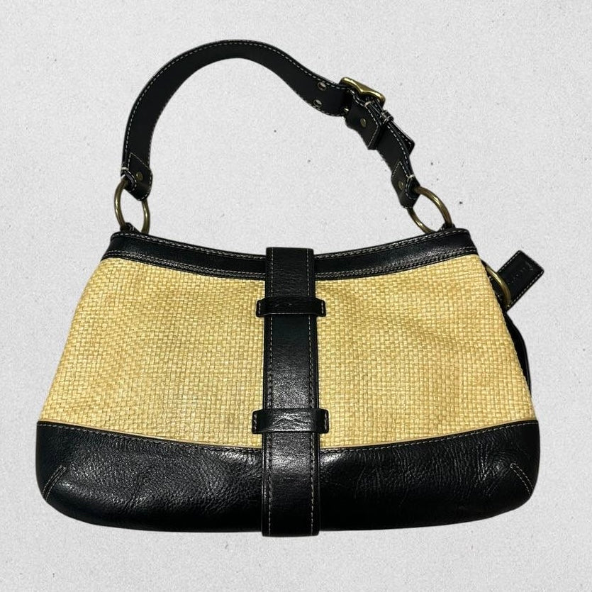 Authetnic Vintage Coach Legacy Straw Shoulder Bag Rare