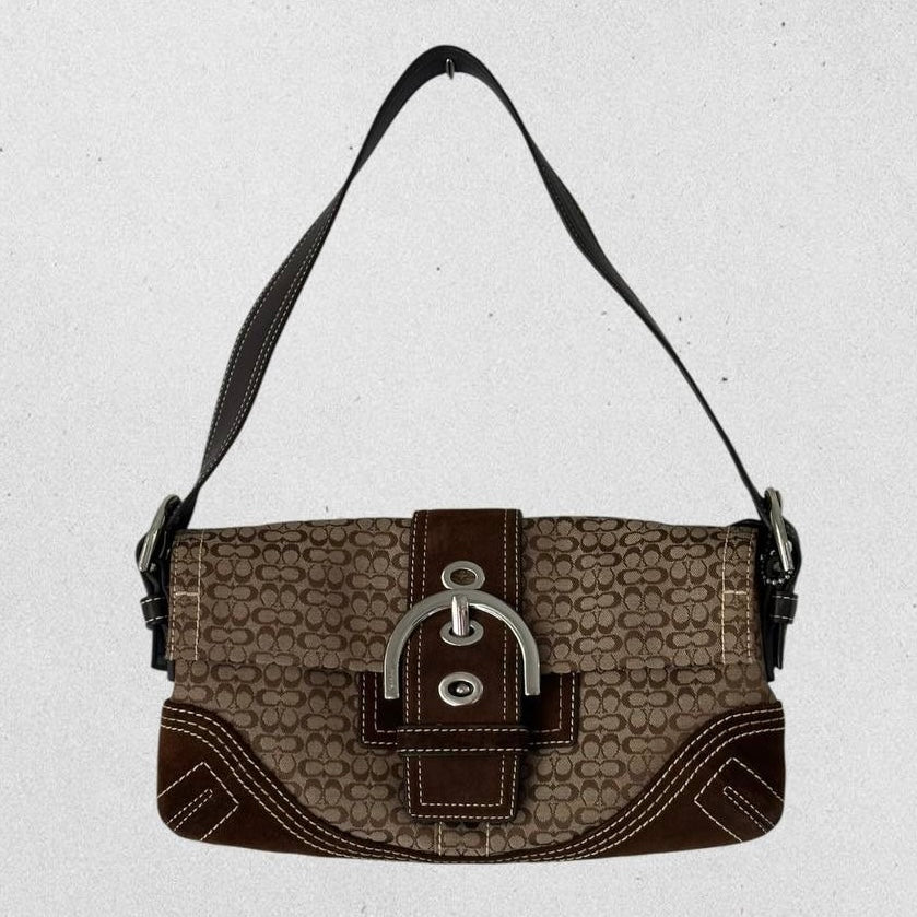 Authentic Vintage Coach Soho Suede Signature Flap Shoulder Bag