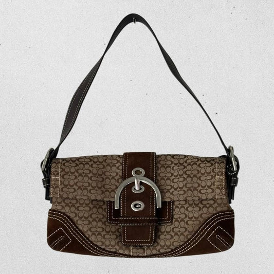 Authentic Vintage Coach Soho Suede Signature Flap Shoulder Bag