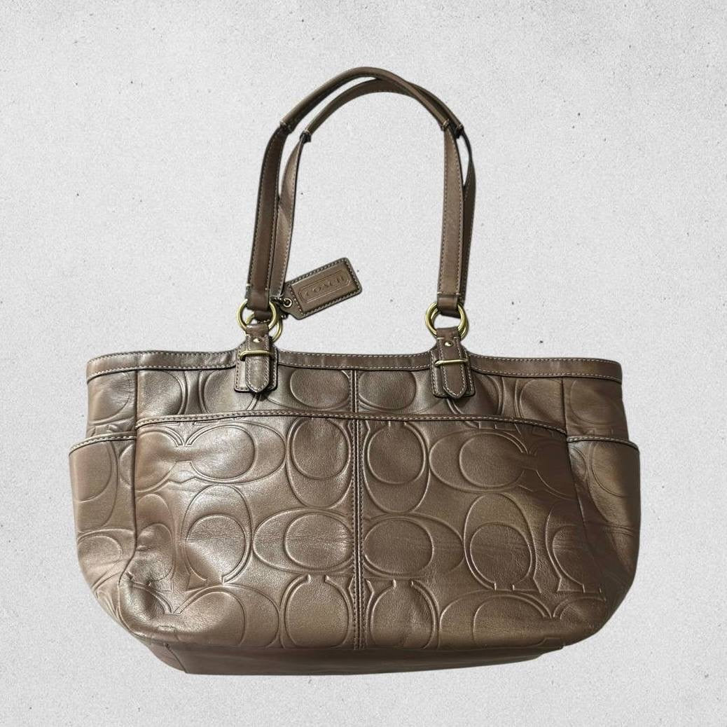 Authentic Vintage Coach Embossed Leather Tote Bag