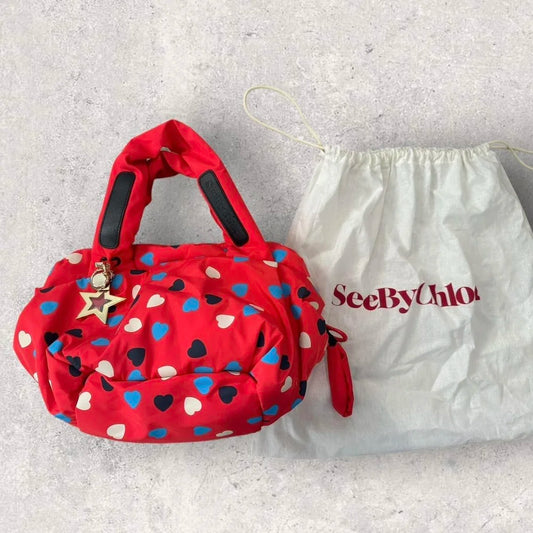 Authentic See by Chloe Joyrider Textured Nylon Handbag