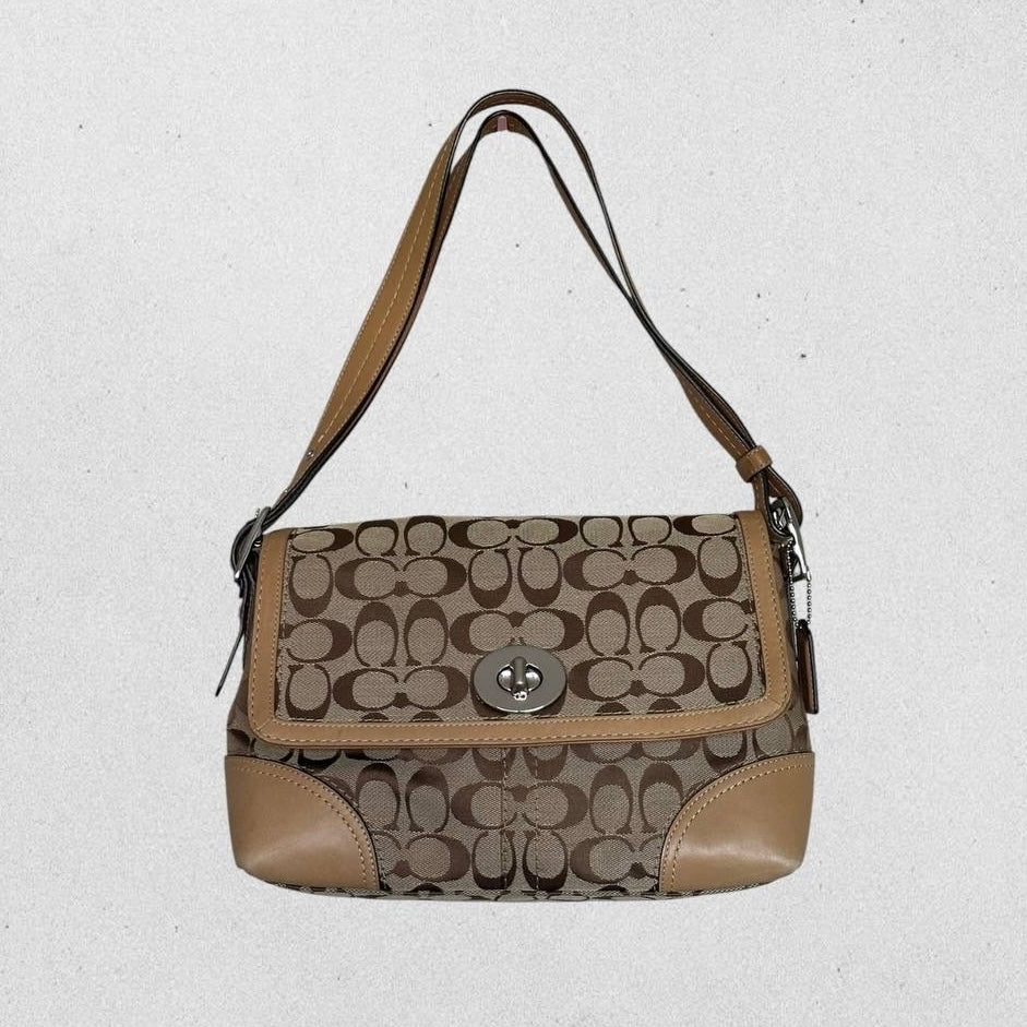 Authentic Vintage Coach Signature Flap Shoulder Bag
