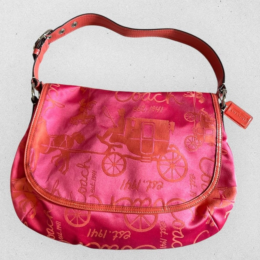 Authentic Vintage Coach Horse & Carriage Flap Hobo Bag