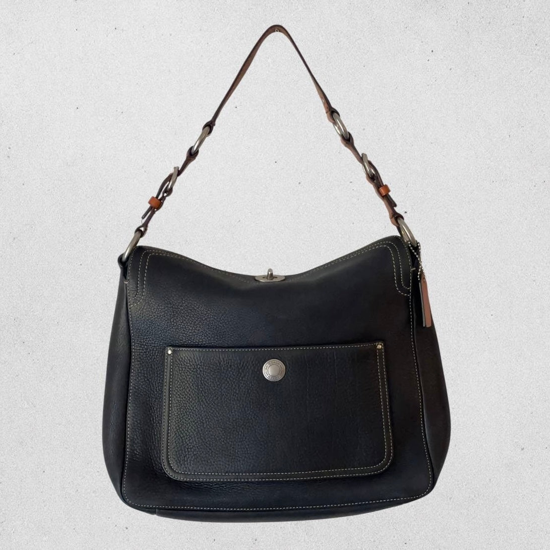 Authentic Vintage Coach Eddie Turnlock Pebbled Leather Shoulder Bag