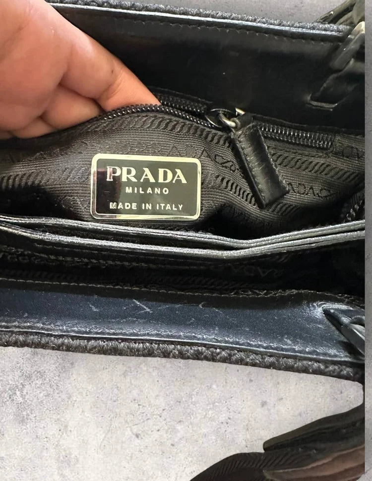 Prada Archive 1999 Wool Knit Shoulder Bag