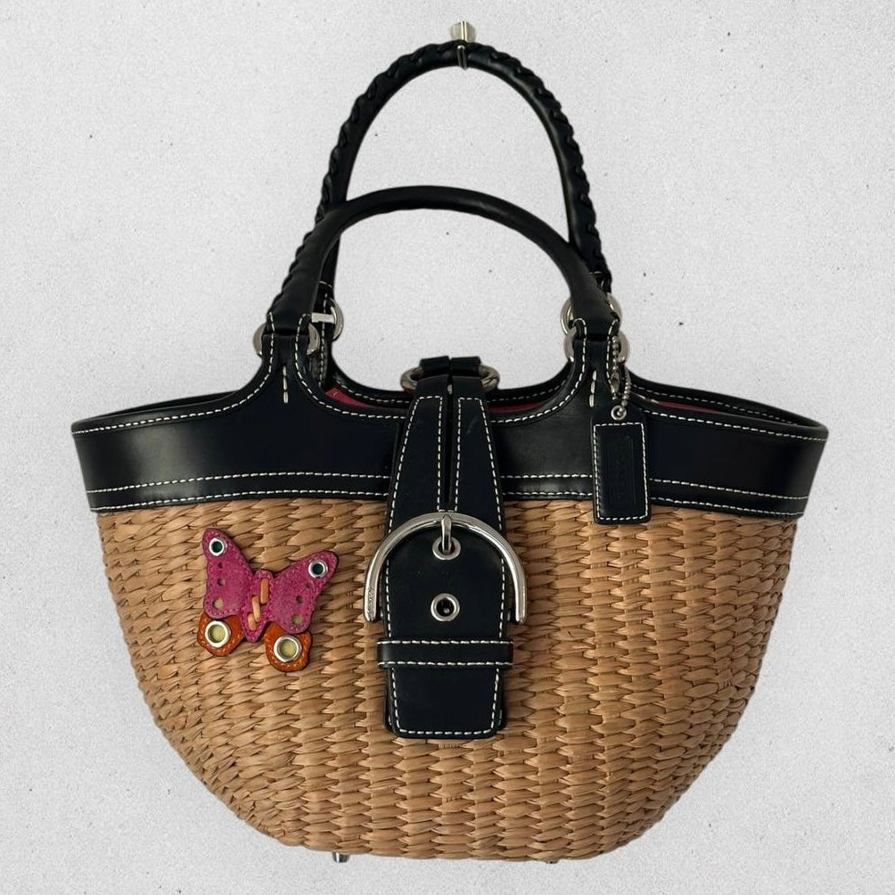 Authentic Vintage Coach Soho Butterfly Straw Bag Limited Edition