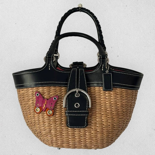 Authentic Vintage Coach Soho Butterfly Straw Bag Limited Edition