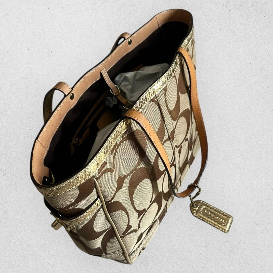 Authentic Vintage Coach Signature Canvas Tote Bag