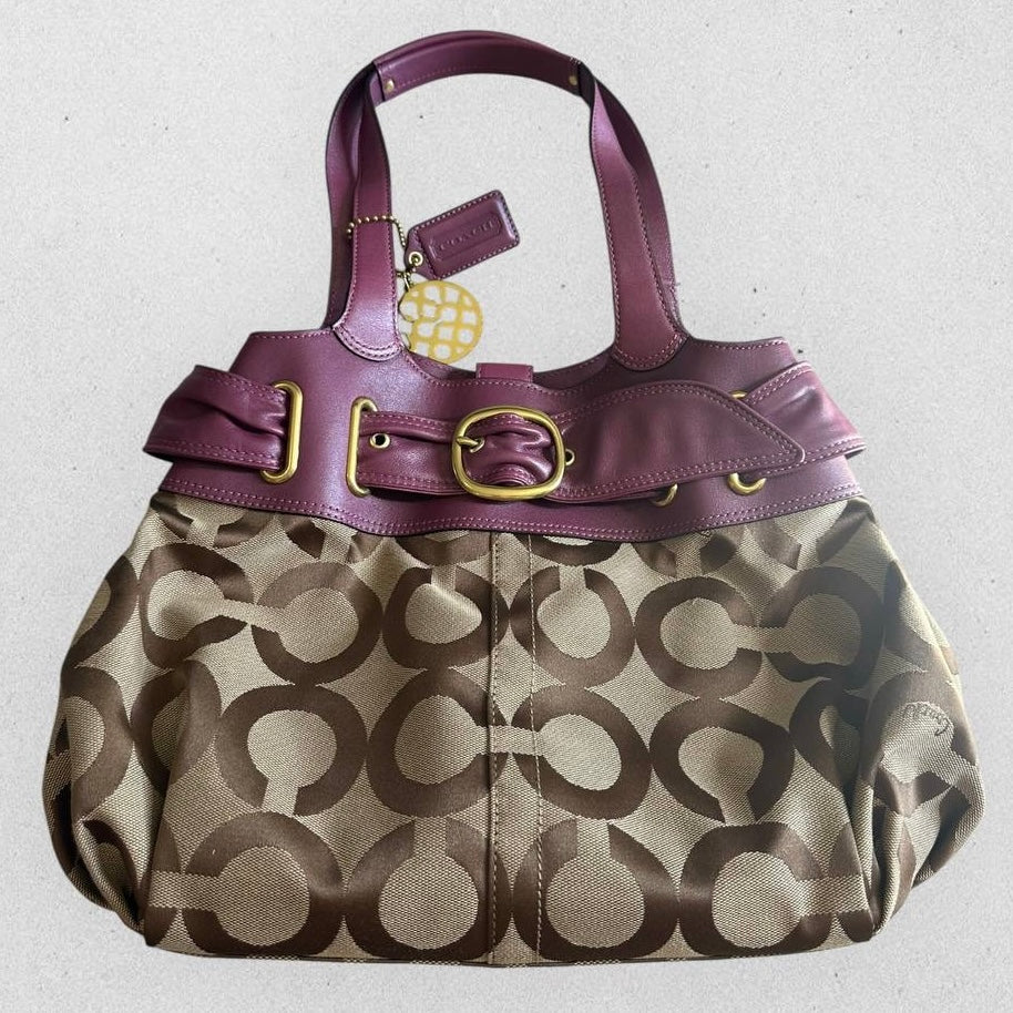 Authentic Vintage Coach Op Art Buckle  Tote Bag