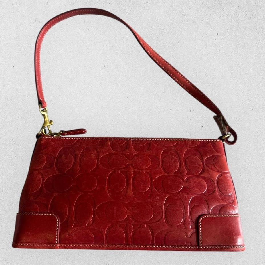 Authentic Vintage Coach Embossed Leather Shoulder Bag