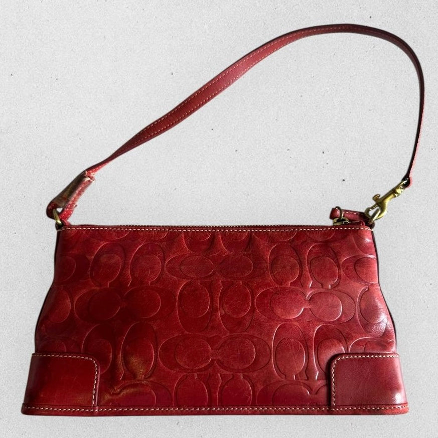 Authentic Vintage Coach Embossed Leather Shoulder Bag