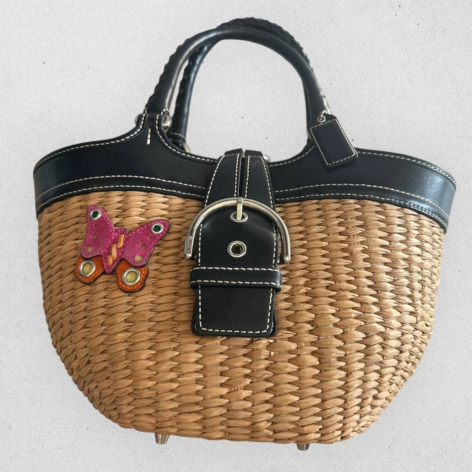 Authentic Vintage Coach Soho Butterfly Straw Bag Limited Edition