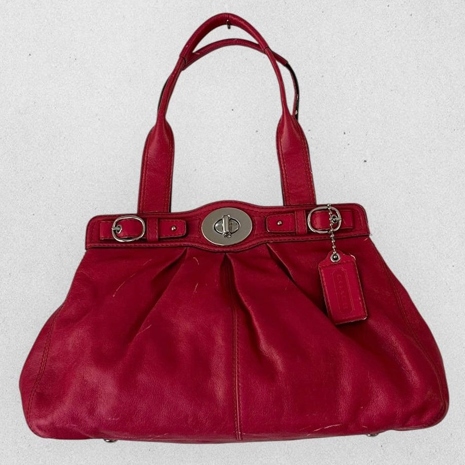 Authentic Vintage Coach Garnet Patent Leather Shoulder Bag