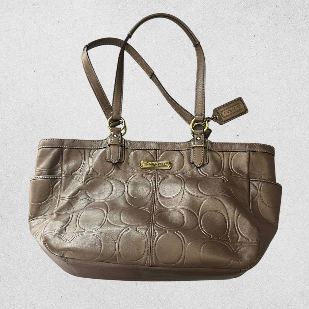 Authentic Vintage Coach Embossed Leather Tote Bag