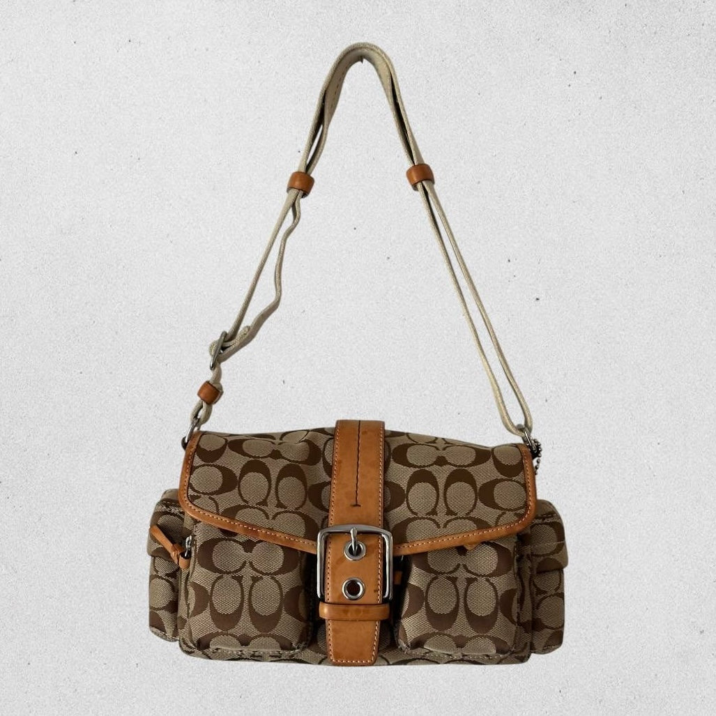 Authentic Vintage Coach Cargo Signature Shoulder Bag