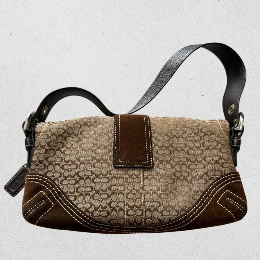 Authentic Vintage Coach Soho Suede Signature Flap Shoulder Bag