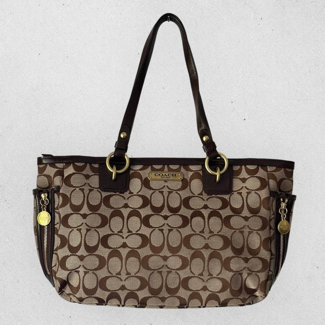 Authentic Vintage Coach Signature Gallery Zip Tote Bag