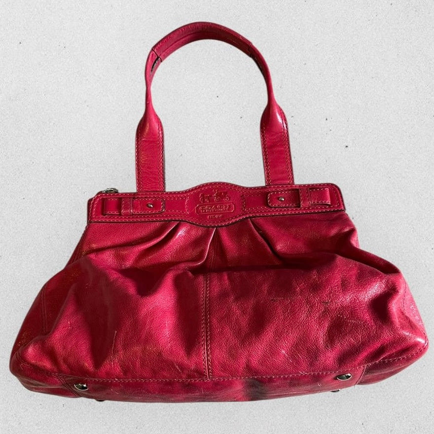 Authentic Vintage Coach Garnet Patent Leather Shoulder Bag