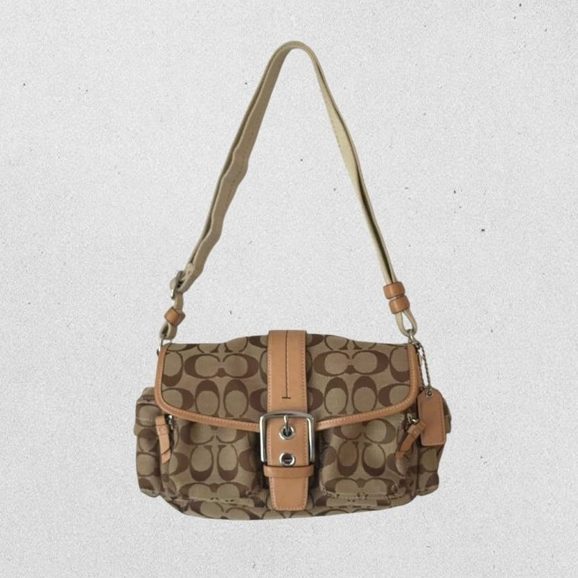 Authentic Vintage Coach Cargo Signature Shoulder Bag