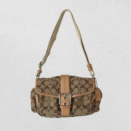 Authentic Vintage Coach Cargo Signature Shoulder Bag