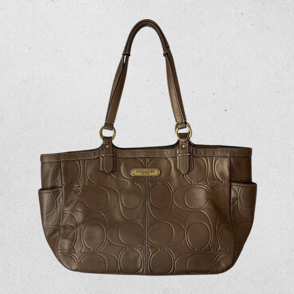 Authentic Vintage Coach Embossed Leather Tote Bag