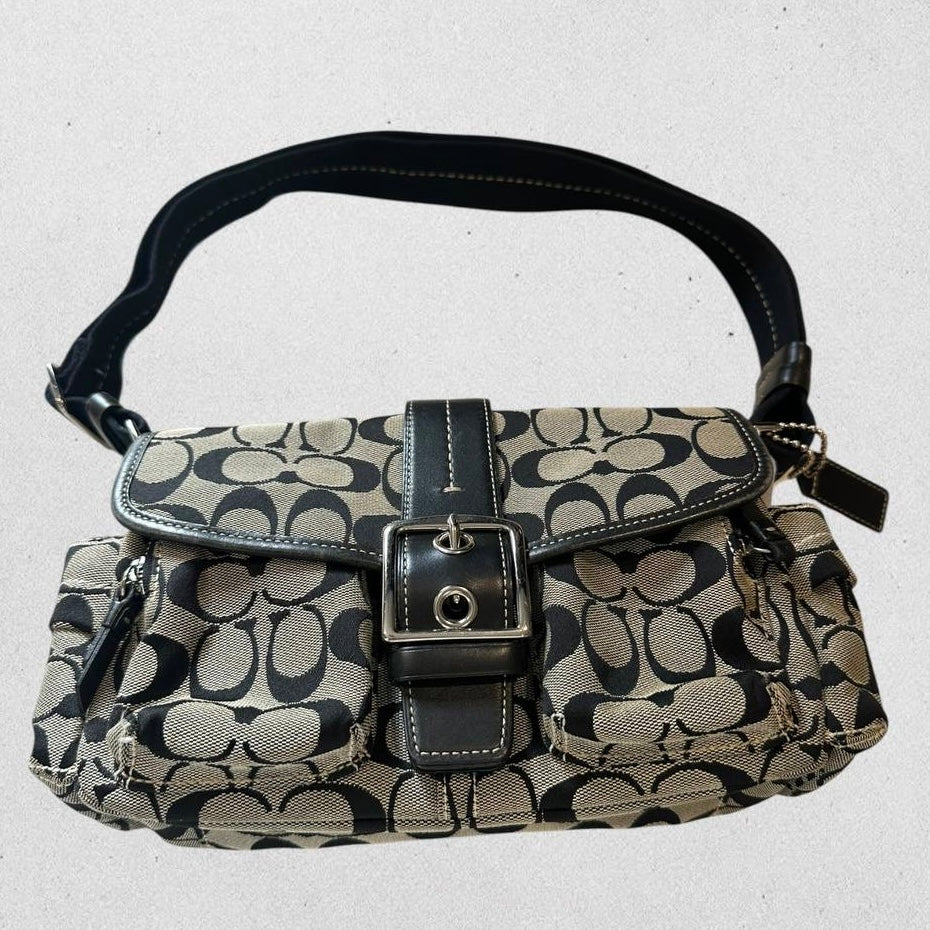 Authentic Vintage Coach Cargo Signature Shoulder Bag