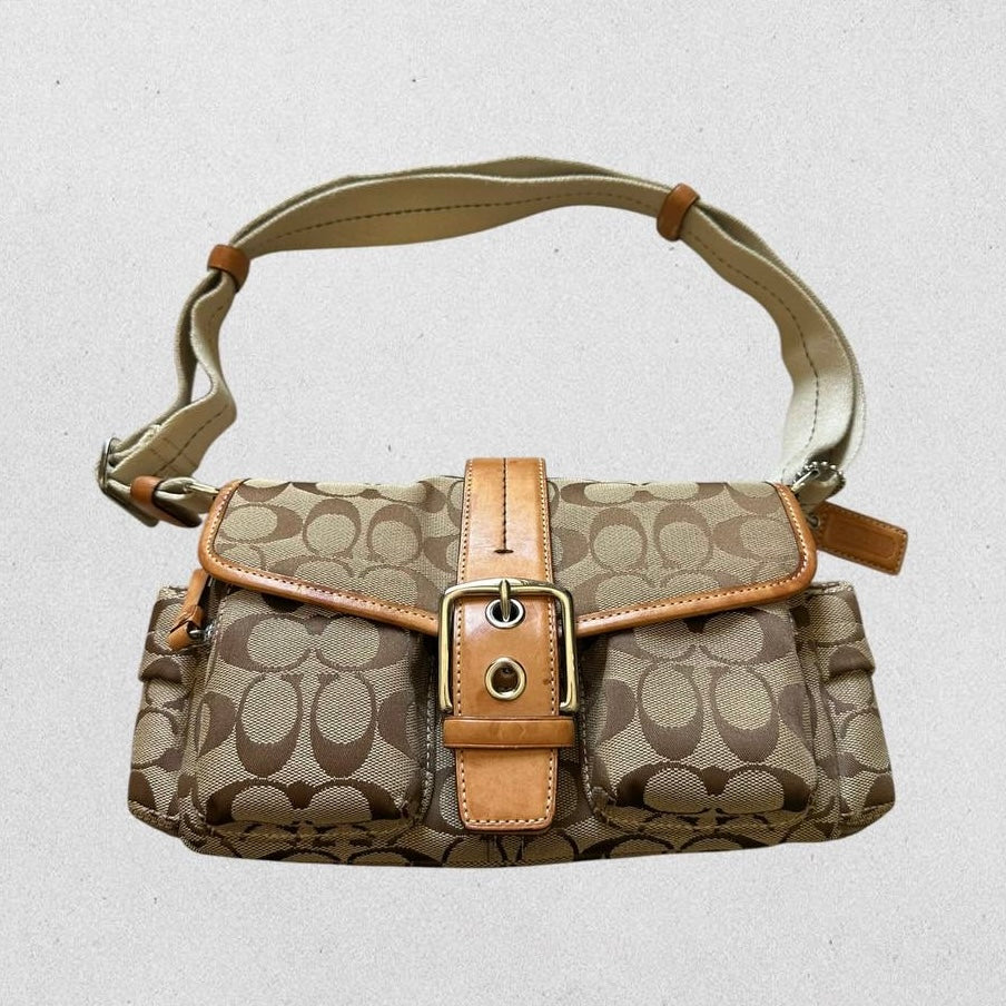 Authentic Vintage Coach Cargo Signature Shoulder Bag