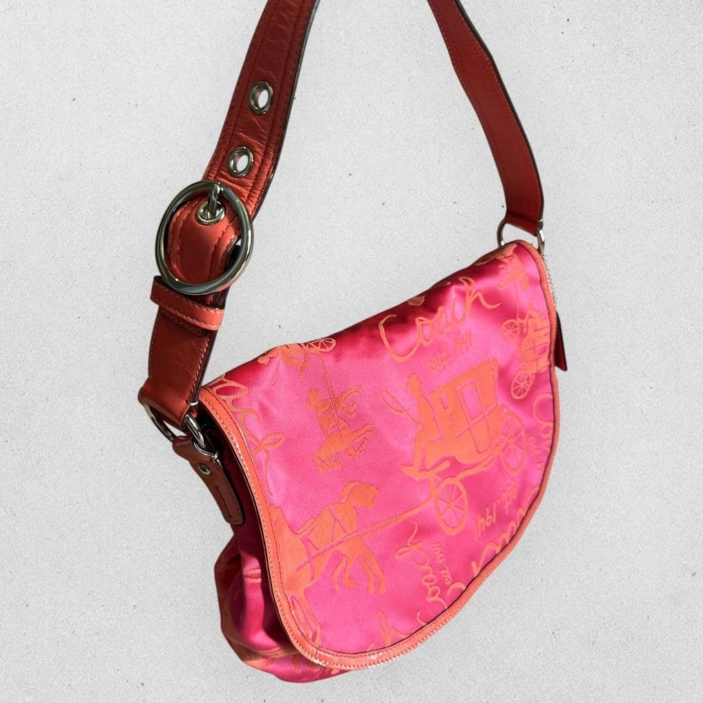 Authentic Vintage Coach Horse & Carriage Flap Hobo Bag