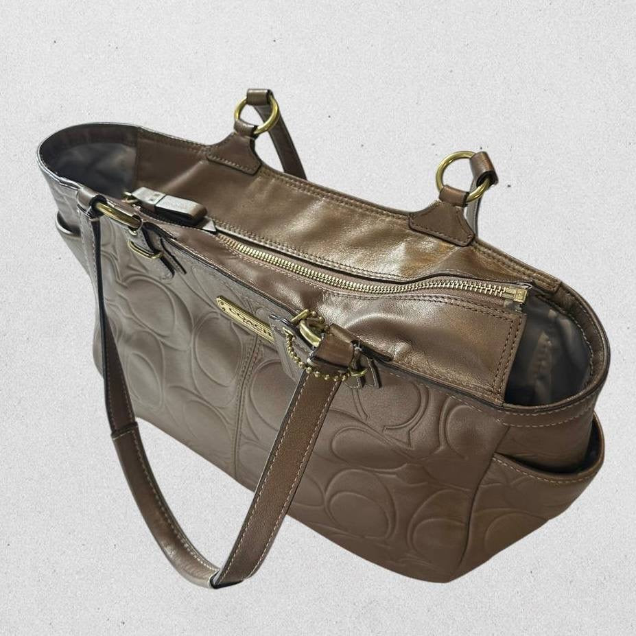 Authentic Vintage Coach Embossed Leather Tote Bag