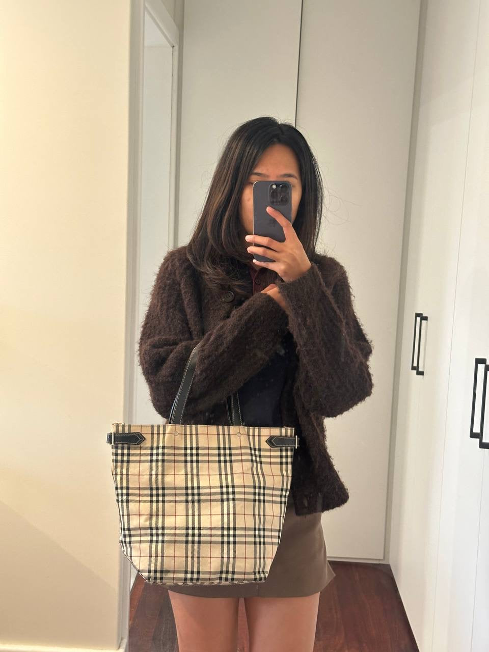 Authentic Vintage Burberry Nova Check Tote Bag