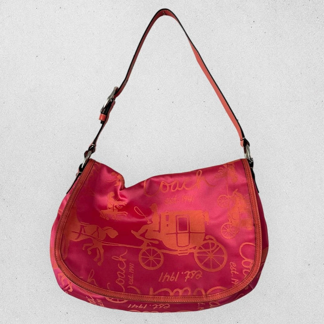 Authentic Vintage Coach Horse & Carriage Flap Hobo Bag