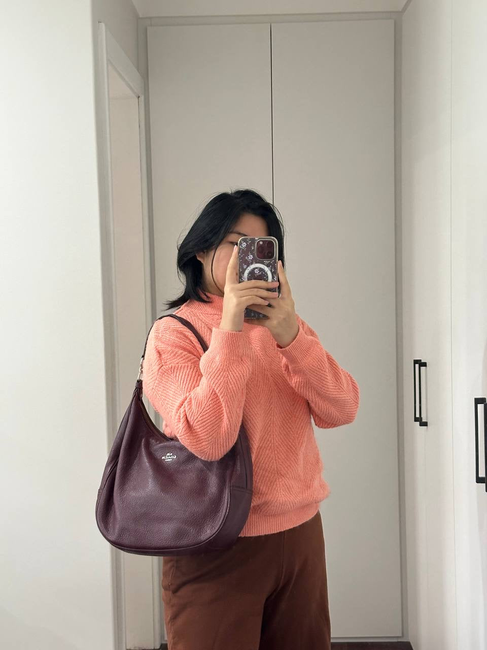 Authentic Vintage Coach Burgundy Leather Hobo Bag