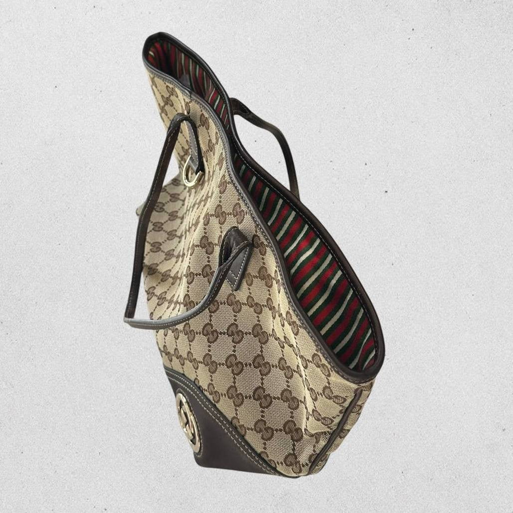 Authentic Vintage Gucci GG Canvas New Britt Tote Bag