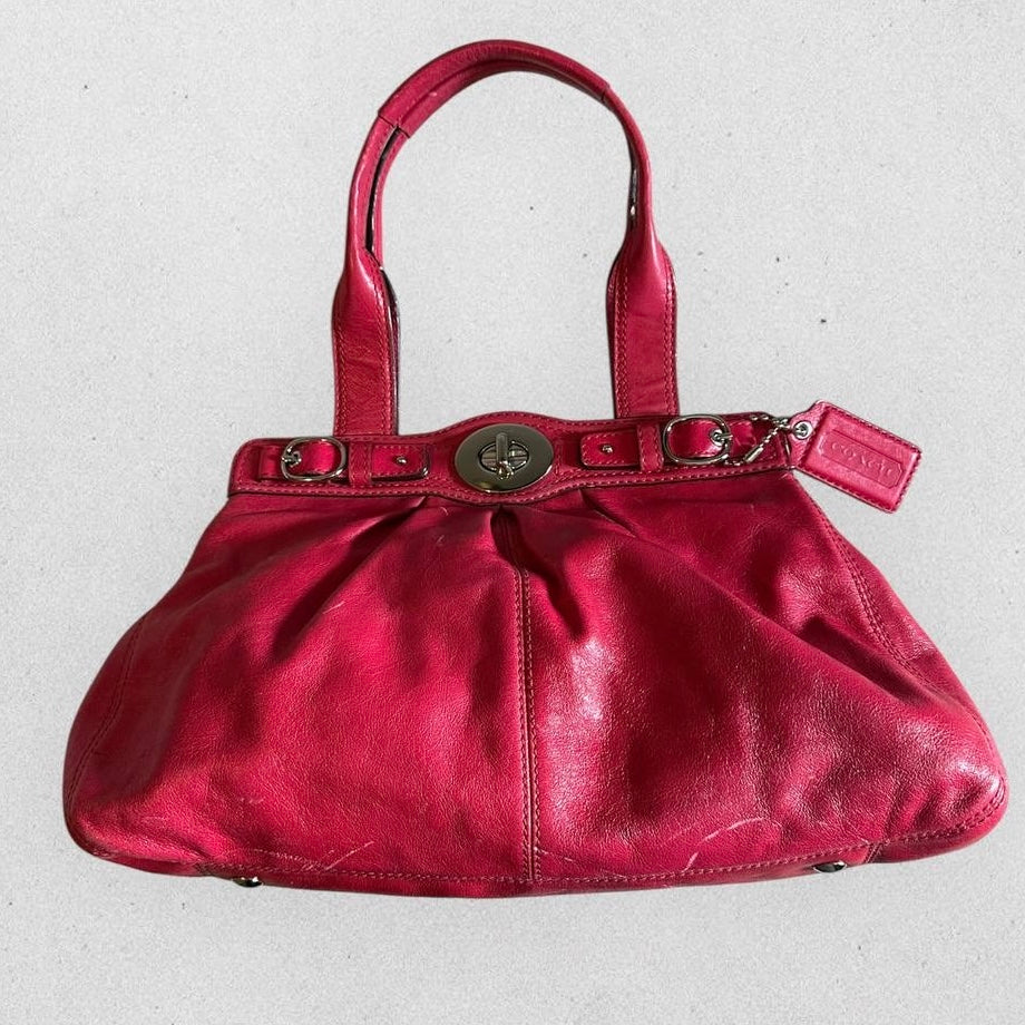 Authentic Vintage Coach Garnet Patent Leather Shoulder Bag