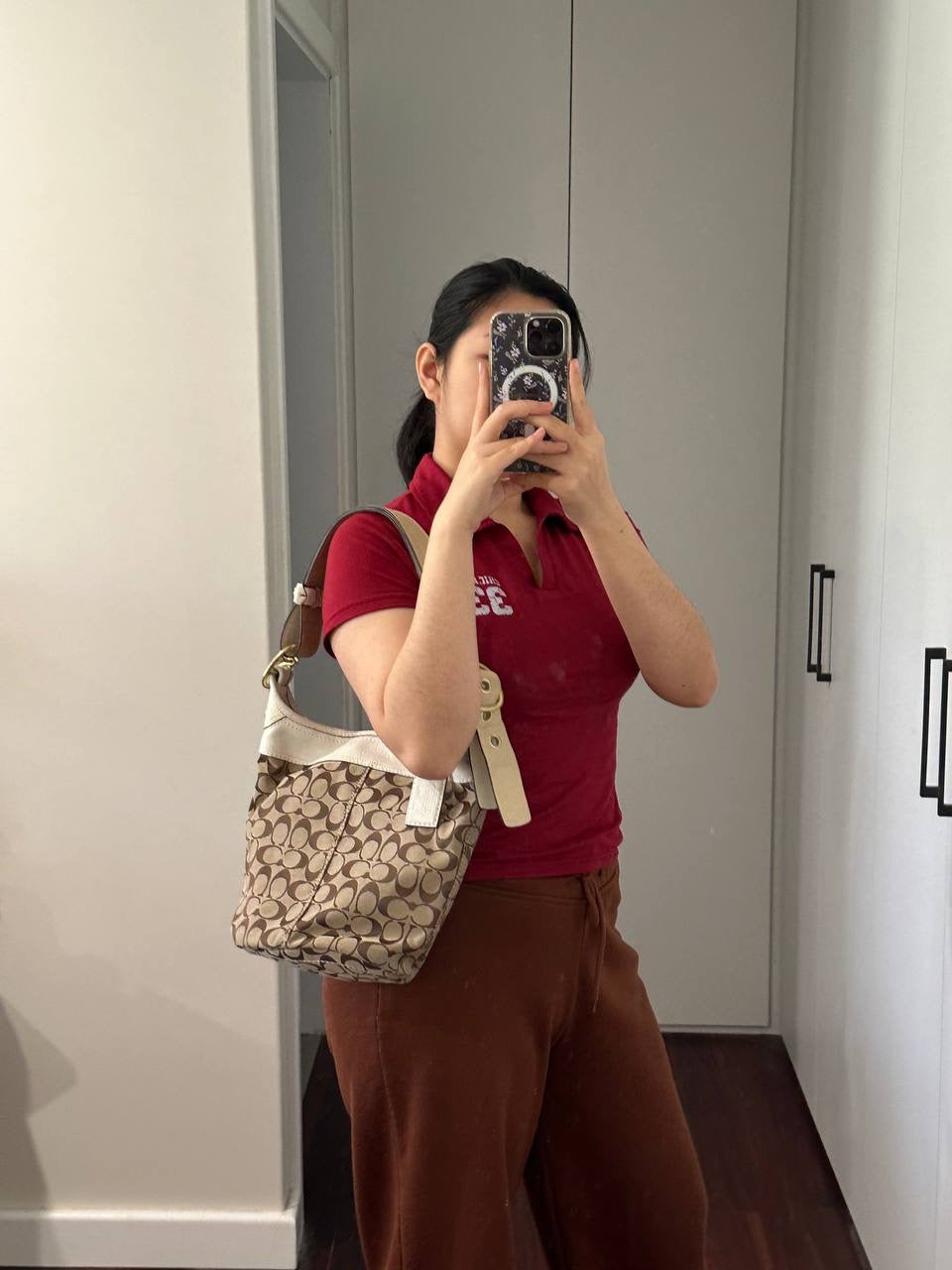 Authentic Vintage Coach Signature Shoulder/Crossbody Bag
