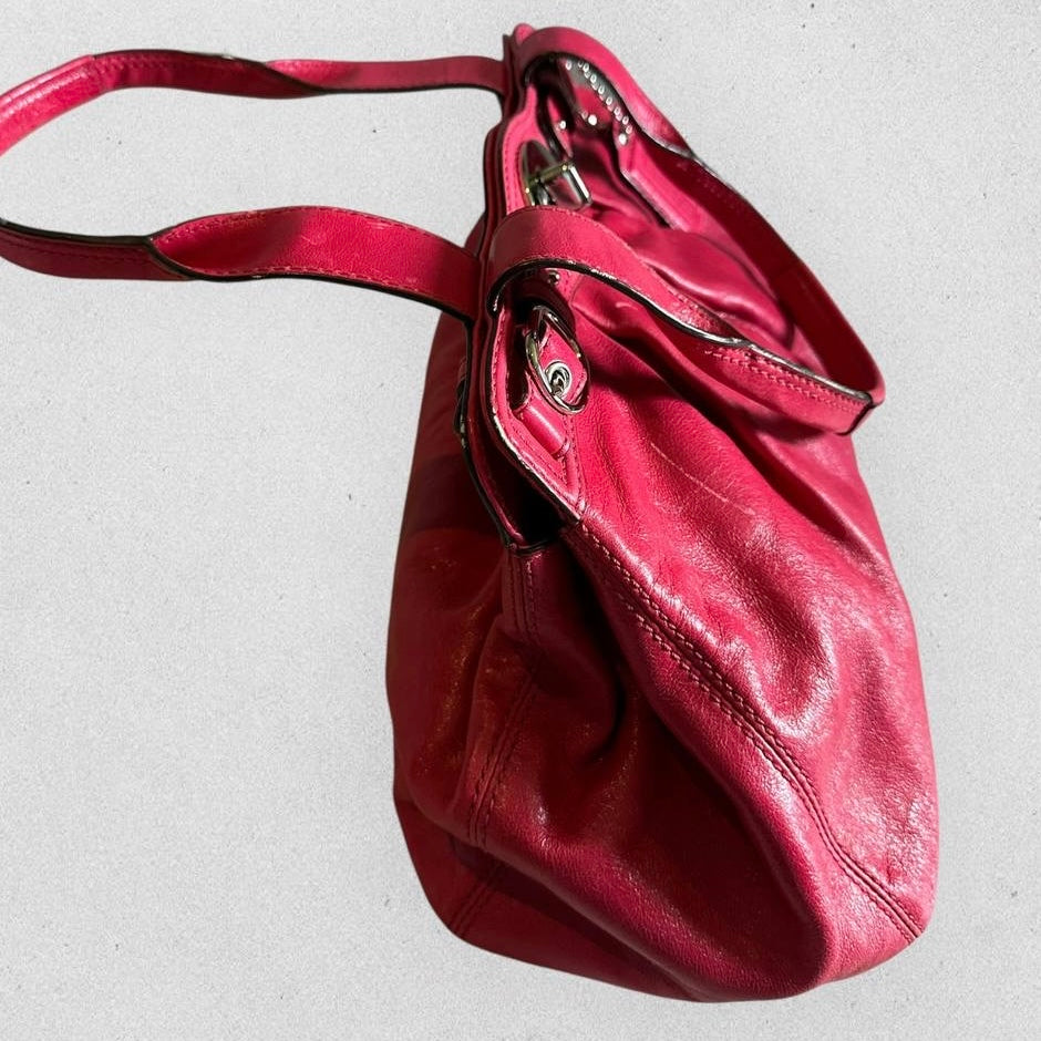 Authentic Vintage Coach Garnet Patent Leather Shoulder Bag
