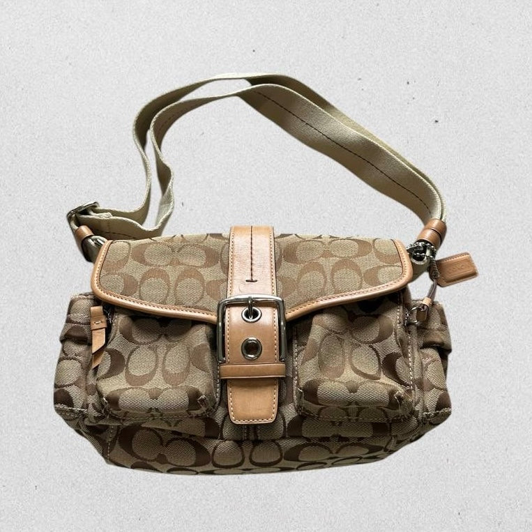 Authentic Vintage Coach Cargo Signature Shoulder Bag