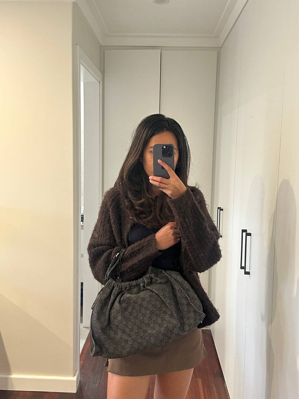 Authentic Vintage Gucci Monogram Ruched Shoulder Bag
