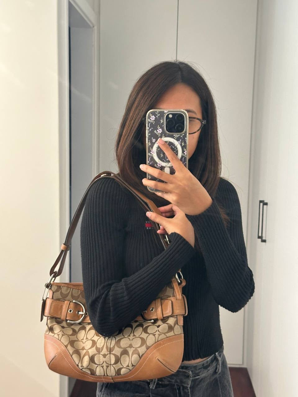 Authentic Vintage Coach Signature Shoulder/Crossbody Bag