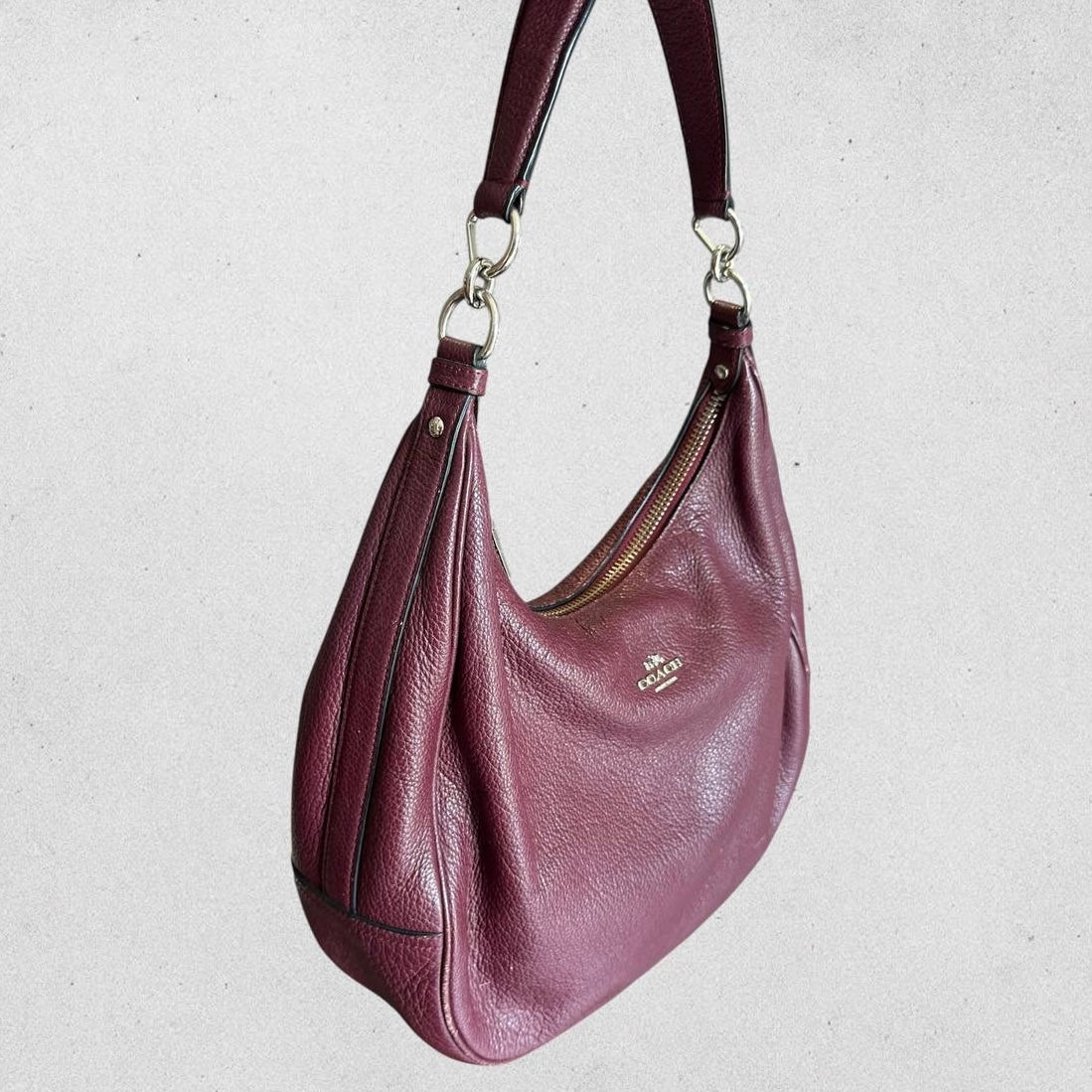 Authentic Vintage Coach Burgundy Leather Hobo Bag