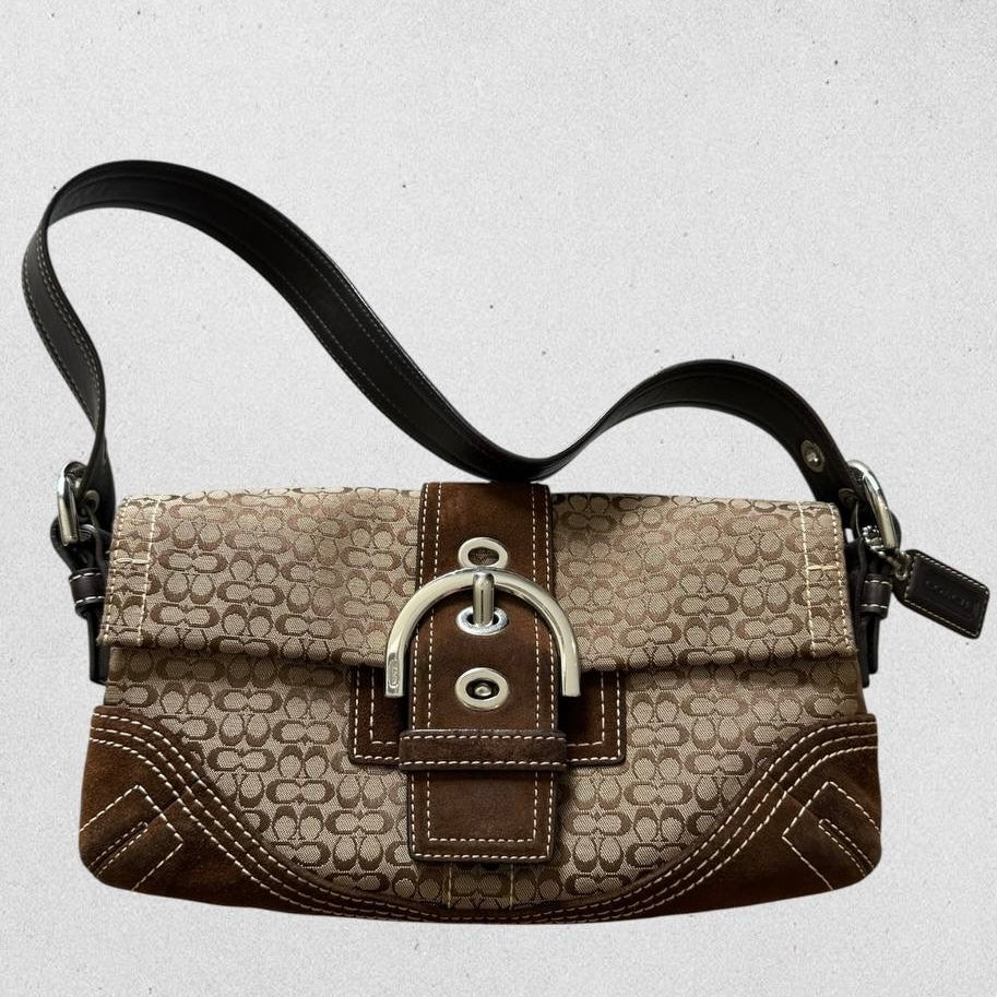Authentic Vintage Coach Soho Suede Signature Flap Shoulder Bag
