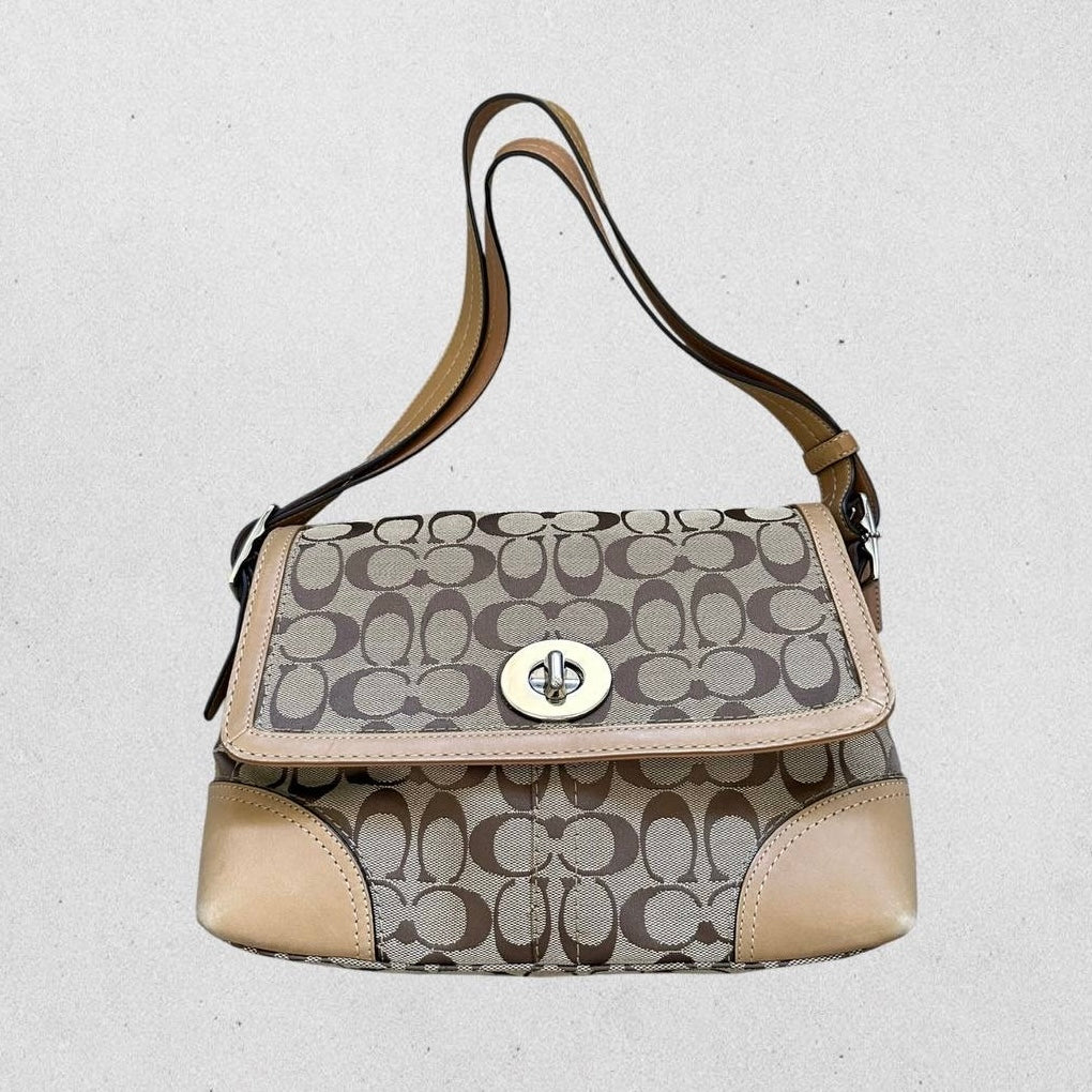 Authentic Vintage Coach Signature Flap Shoulder Bag